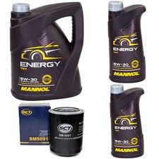 Motoröl Set MANNOL Energy 5W-30 API 7 Liter + Ölfilter für KIA Carnival 2.9 CRDi