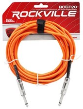 Rockville RCGT20O 20' 1/4'' TS to 1/4'' TS Instrument Guitar Cable in Orange