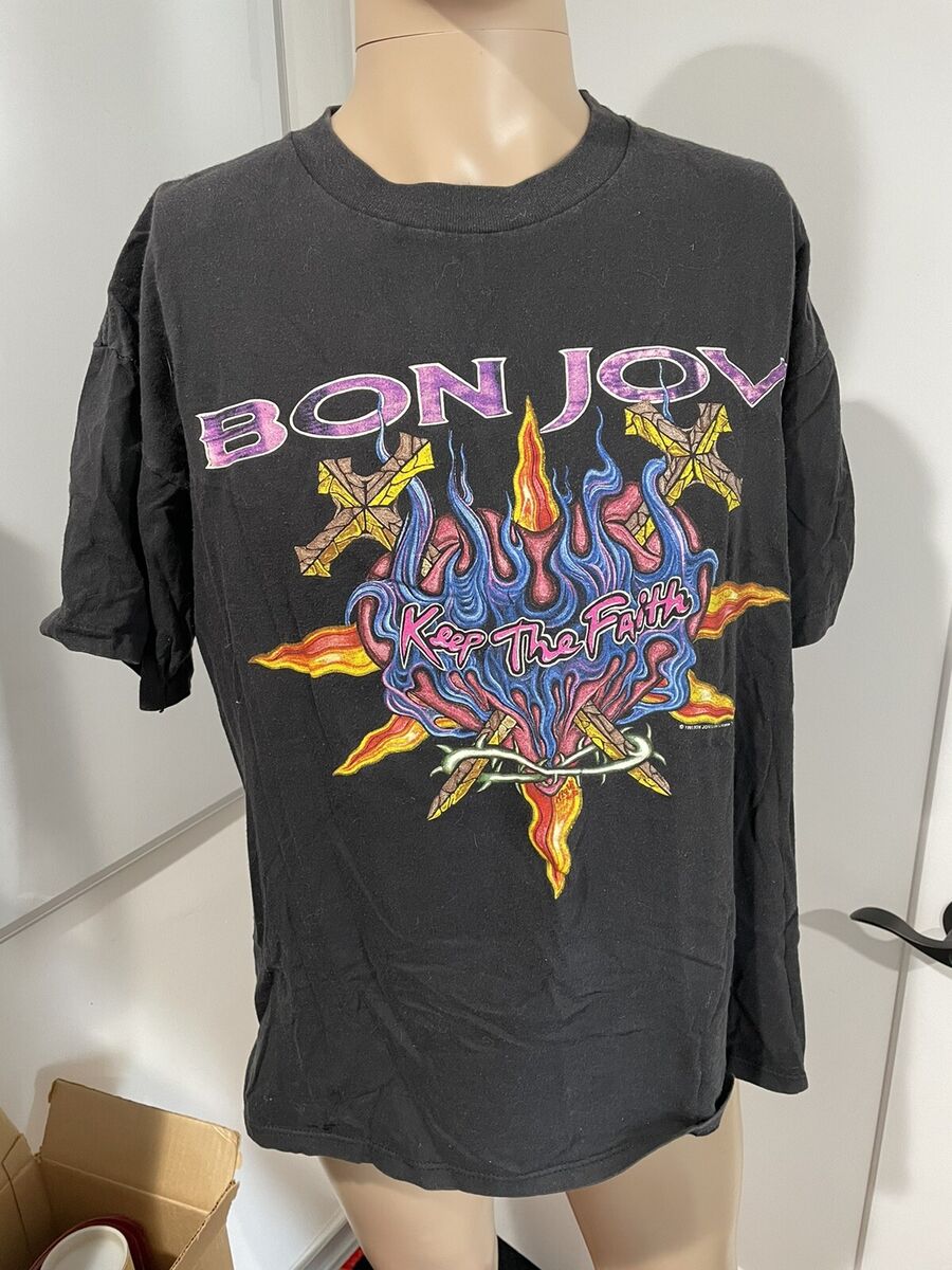VTG 1993 Bon Jovi T-Shirt KEEP THE FAITH World Tour Concert VTG 1993 Bon Jovi T-Shirt KEEP THE FAITH World Tour Concert