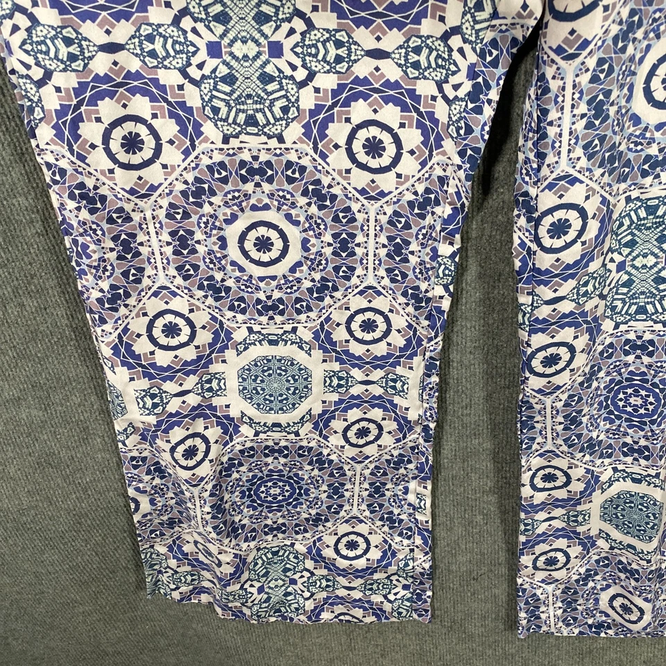 Thurley Jumpsuit Womens 8 Blue White Wide Leg Silk Romper Boho Gypsy Culottes - image 3 of 4