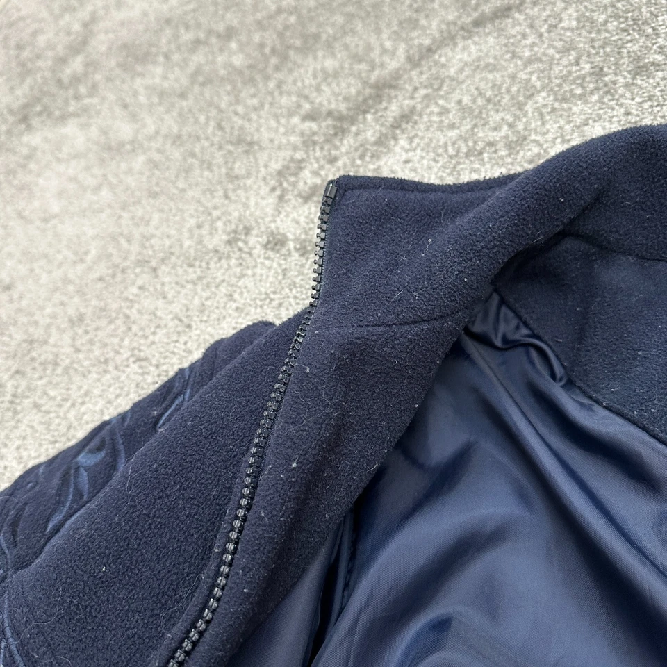 Chaqueta polar Dressbarn para mujer grande azul marino cremallera completa bolsillo simulado forrado al aire libre Foto 4 de 4