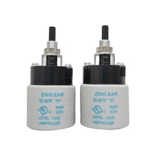 2X ZE-307P Turn Knob Rotary Bulb Lamp Socket Replacement Switch E26 E27 - On Off