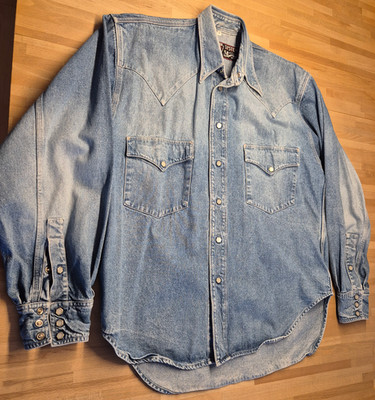 Vintage Jeanshemd / Westernhemd  Blue System    Made in Italy   Acid Wash   Gr.3