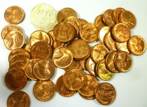 1946-S Lincoln Wheat Cent Roll 50 Coins BU