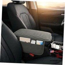 Car Center Console Cover, Stylish Leather Auto Armrest Box Pad with 2 Gray
