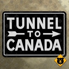 Michigan Detroit-Windsor Tunnel to Canada highway road street sign 14x10