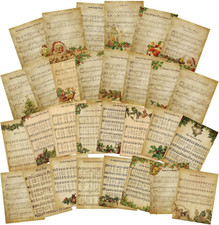 30 Pcs Vintage Christmas Sheet Music Scrapbook Paper Xmas Decorative Decoupage P