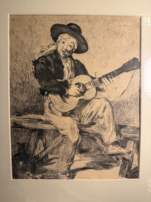 Edouard Manet ''Le Guitarrero'' Engraving print Matted