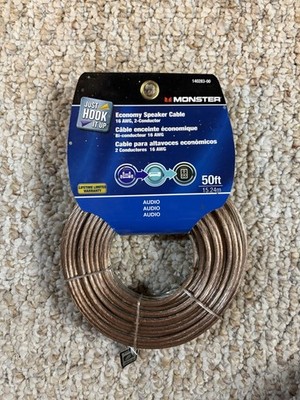 Monster Economy Speaker Wire Roll Cable 2 Conductor Just Hook it Up 50ft LONG