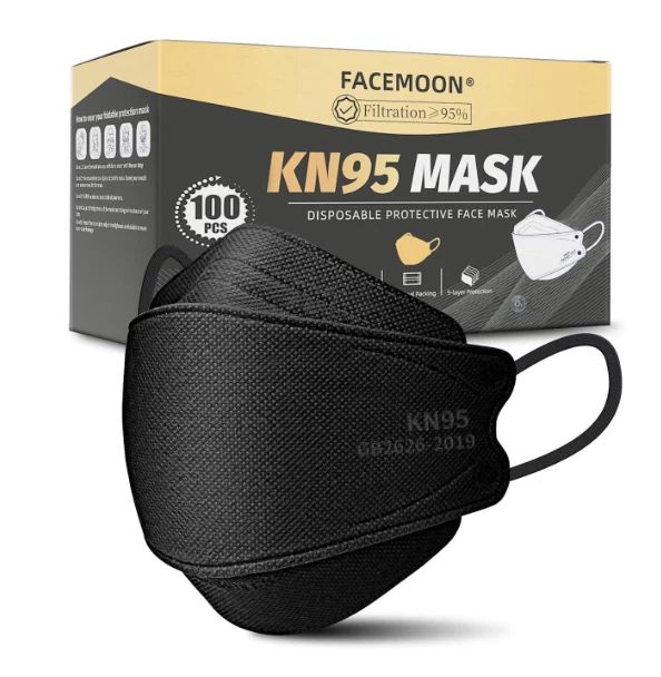 KN95 Face Mask Disposable Adults - 100 Pack 5 Layer Protection Adjustable KN95