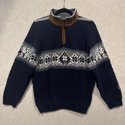 Norway Norlender Spitzbergen Polar Bear 1/4 Zip Wool Knit Sweater Men s Medium