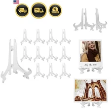 Clear Plastic Easels Display Stands 12 Pack 3.5 Inch for Plates Photos Art
