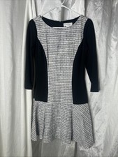 Jessica Simpson Dress Womens 6 Grey Marled Tweed Colorblock Fit and Flare Skater