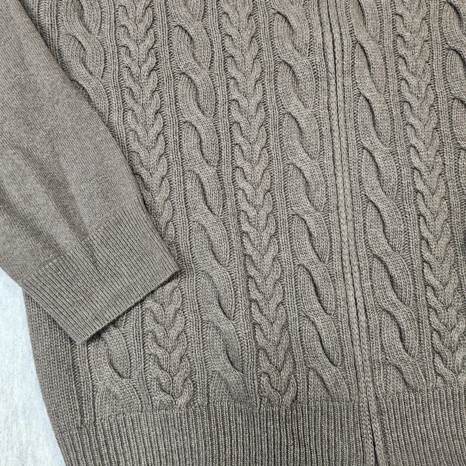 Spada Roma Sweater Mens 2XL Brown Full Zip Cable Knit Mock Neck Made in Italy - Image 2 of 4