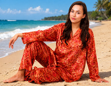 Womens Satin Floral Print PJ Sets, Up2date Fa...