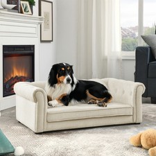Modern Rectangle Dog Bed for Small Medium Dogs Dog Sofa Beds Pet Couch Bed Beige