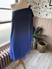 Halston Heritage One Shoulder Short Dress Size UK 12 (US8) In Vibrant Blue