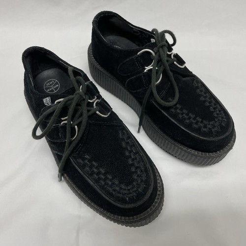 T.U.K Black Velvet Viva Mondo Creeper Chunky Platform Shoes Women's Size 5 - Picture 8 of 16