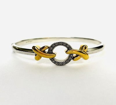 Alwand Vahan Sterlingsilber 14K Gold Diamant X&O Scharnier Armreif Armband