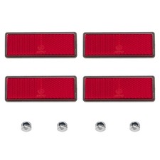 4Pcs 1.25" x 3.45" Red Rectangle Plastic Reflective Warning Reflector for Motorc