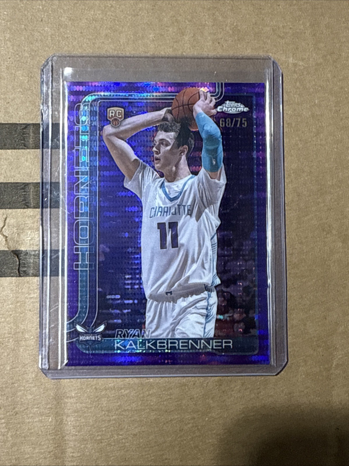 2025-26 Topps Chrome 284 Ryan Kalkbrenner RC Purple Pulsar Rookie /75 Hornets