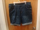 WOMAN'S 2X 20W 22W BLUE JEAN DENIM SHORTS STRETCH WIDE ELASTIC WAIST BAND POCKET