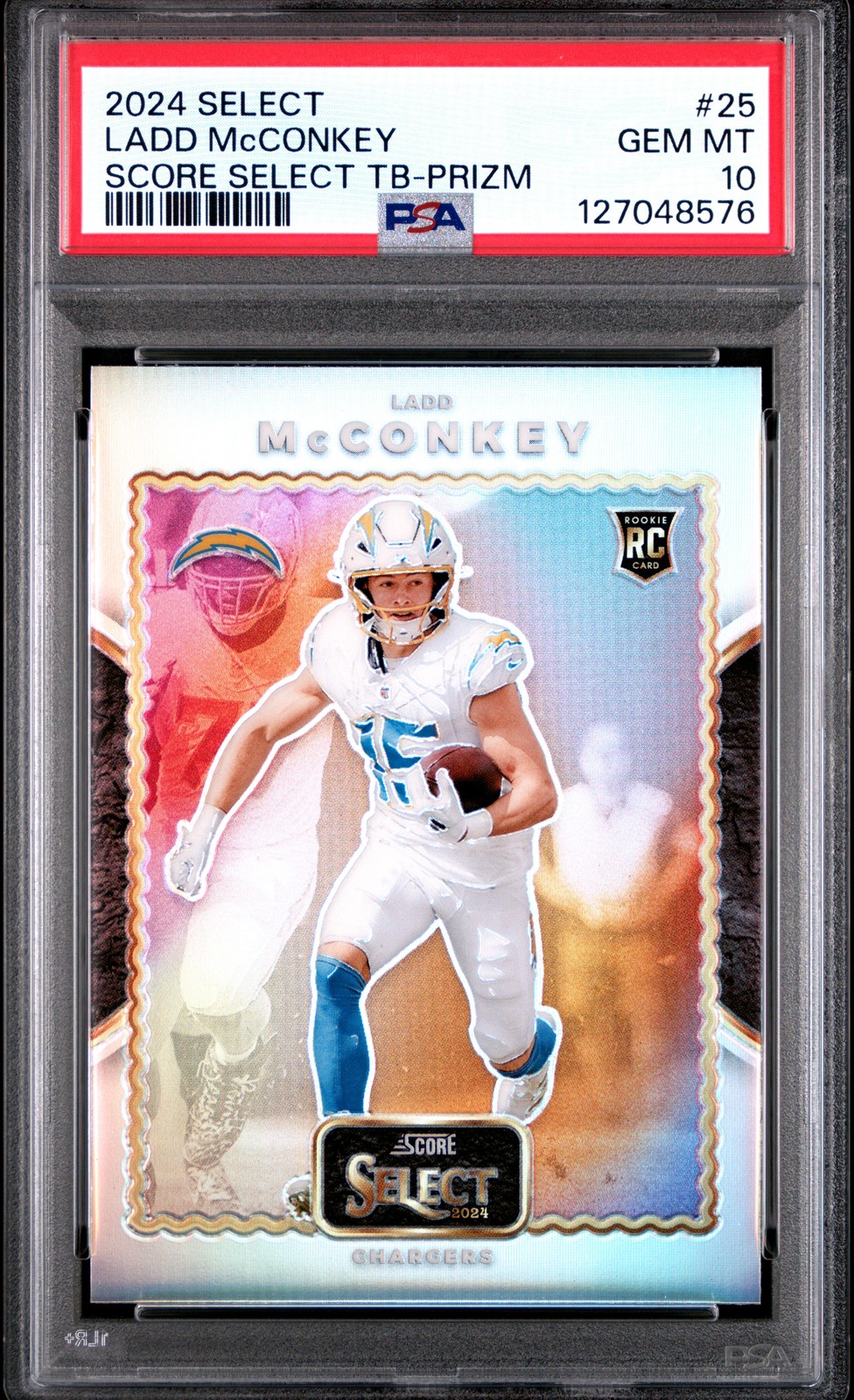 Ladd McConkey Panini Select Score Select Throwback #25 Prizm