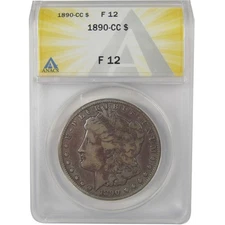 1890 CC Morgan Dollar F 12 ANACS Silver $1 Coin SKU:I22212