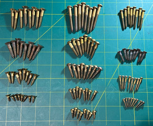 Vintage Slotted Variety Pack Lot Brass Wood Screws Flat & Round Heads 1/2" to 2"