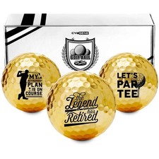 CybGene Funny Retirement Gifts Golf Balls Set for Men or Him, Perfect Gold