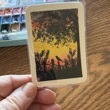 Donna Hawk Handmade Multicolor Watercolor ACEO Art Card Painting 