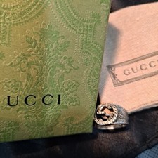 Gucci Interlocking GG Arabesque Ring 925 Sterling Silver Size 9