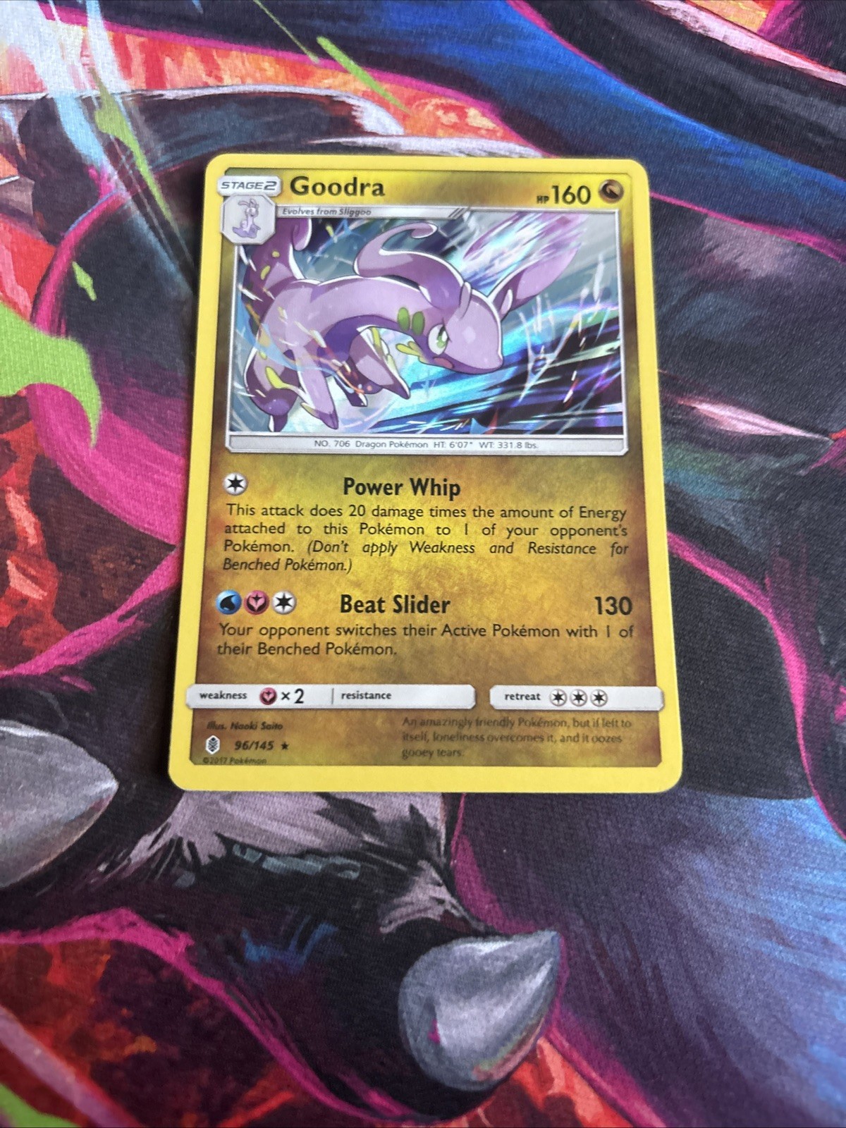 Goodra 96/145 Holo Rare Pokémon Card 2017 Guardians Rising LP-NM