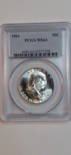 1961 50c Silver Franklin Half Dollar MS64 PCGS 90% Silver Coin