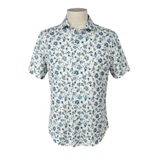 Daniel Cremieux Men's Floral Short Sleeve Shirt Blue Size L Casual NEW