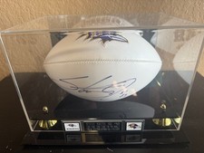 STEVE SMITH SR SIGNED AUTOGRAPHED LOGO FOOTBALL BALTIMORE RAVENS JSA