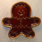 Vtg HULL Pottery GINGERBREAD Man Xmas Cookie Plate Dish Brown Drip Glaze USA