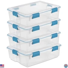 Sterilite 4-Pack Weather-Resistant Gasket Storage Bins - 37 Quart Heavy-Duty