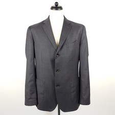 Windsor Tailored Jacket Coat Mens Size 52 Gray Wool Silk Jacket Button Up Cuffs