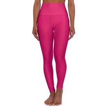 Women s Pink High Waisted Yoga Leggings Workout Lounge Casual Fit New