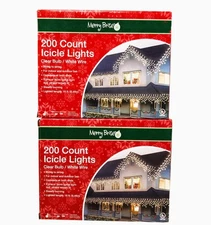 21170 - 200 Icicle Lights Merry Brite Christmas Holiday Decoration Set of Two |G