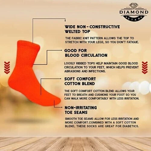 6 pares de calcetines tobilleros diabéticos para mujer salud cojín circulatorio algodón talla 9-11 Foto 3 de 4
