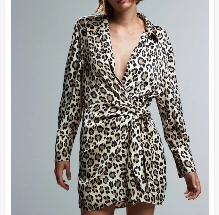 Zara animal hotsell print wrap dress