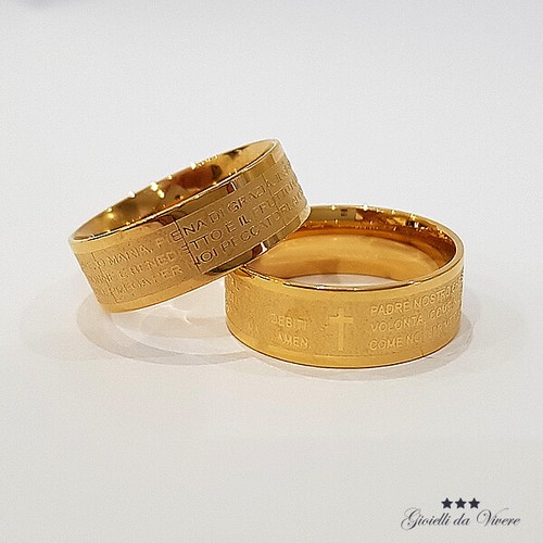 ANELLO UNISEX DONNA PADRE NOSTRO AVE MARIA ITALIANO RELIGIOSO ACCIAIO INOX - Foto 8 di 8