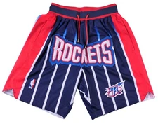 Houston Rockets 95-96 USA Made JUST DON Blue Embroidered Basketball Shorts M