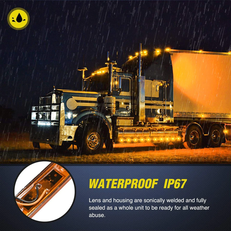 6x LED 12V 24V LKW Seitenmarkierungsleuchte Begrenzungsleuchten Gelb Anhänger - Bild 4 von 4