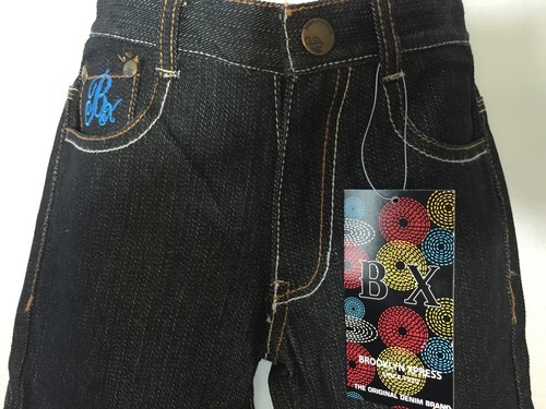 Brooklyn Xpress Kids Boys Girls 2T Jeans Navy Blue Denim Pants Embroidered New - Picture 3 of 5