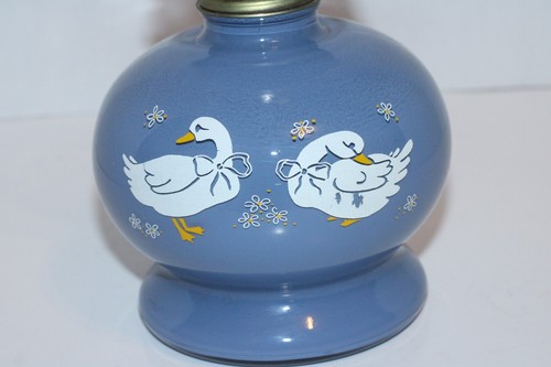Vintage Glass Duck Round Blue Oil Lamp - Picture 2 of 7