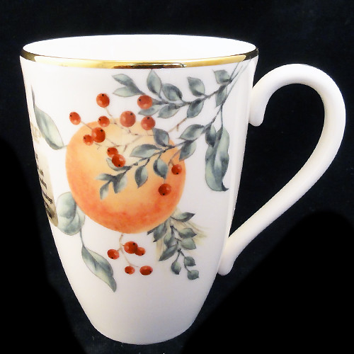 LENOX BOXWOOD & PINE MUG ORANGE 4.75" tall NEW NEVER USED made in USA - Picture 1 of 4