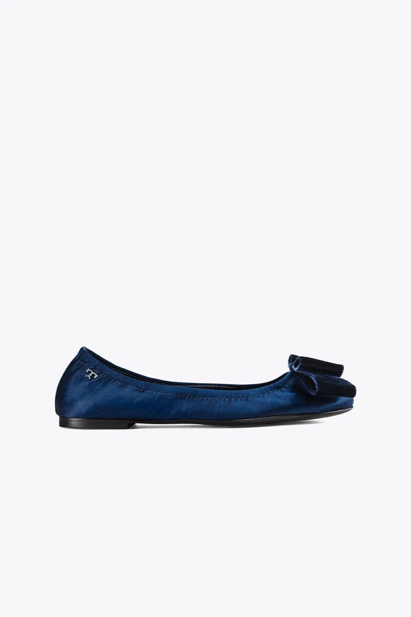 Navy blue top tory burch flats